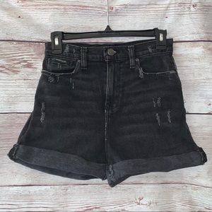 BDG Y2K 90s Styling Black Charcoal Distressed High Rise Mom Jean Shorts 25